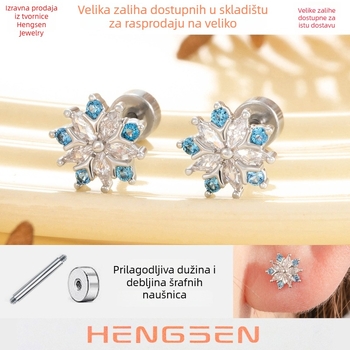 Naušnice Hennon od titan čelika sa snježnom pahuljom i cirkonijem