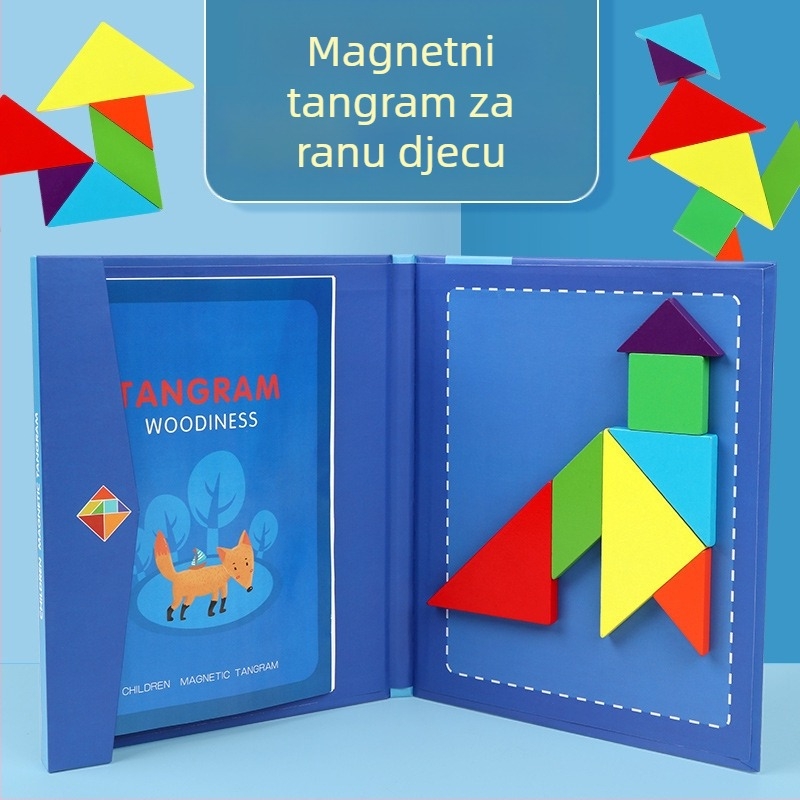 Magnetski tangram slagalica, 3D papirnata obrazovna igra za djecu 4–6 godina, DIY aktivnost