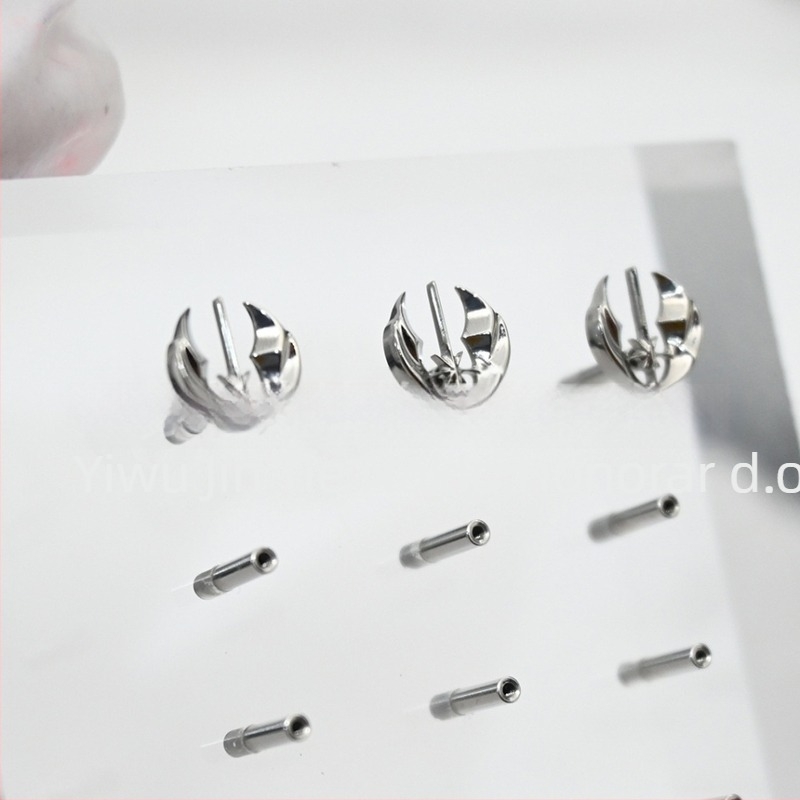 Naušnice - ASTM F-136 titanij spoj, s dragim kamenjem, U-oblik geometrijski dizajn, Titanium brocade