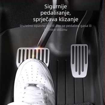 Set aluminijskih poklopaca pedala za Tesla Model 3/Y – ubrzanje, kočnica i pedala za nogu (dead pedal), automatski mjenjač, 2025 model