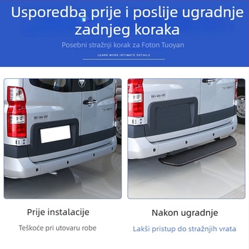 Set nehrđajućeg čelika za stražnje pedale za Foton Tuyao V80: gornja pedala, stražnji branik, potpora za vrata prtljažnika