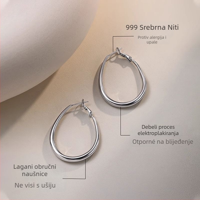 Ženske naušnice s 999 srebrnim postom, kapljice vode u obliku kružnica, geometrijske, elektroplattirane, lagani luksuzni stil