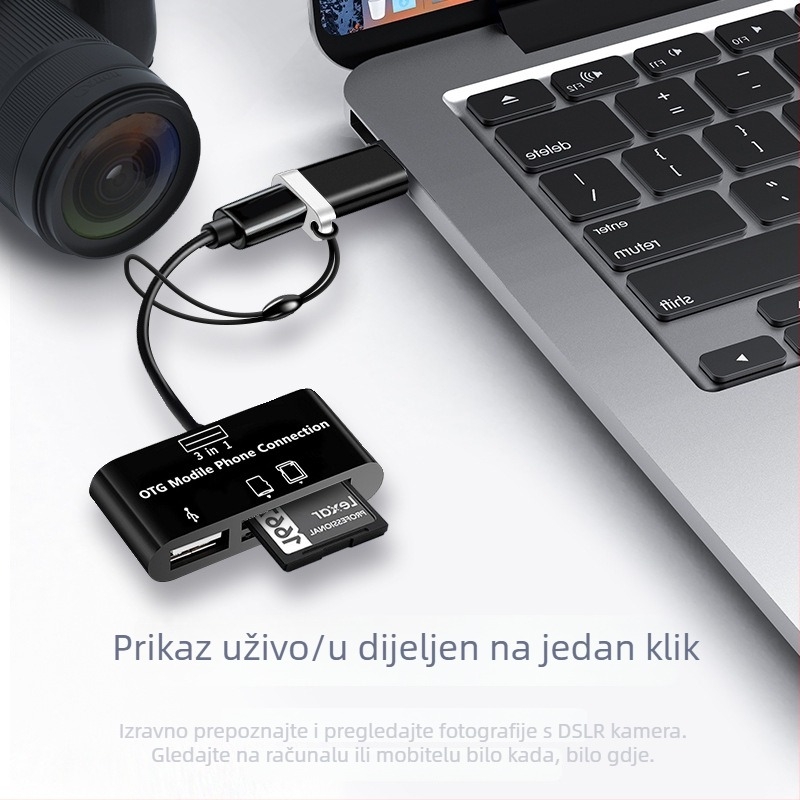 USB 3.0 čitač kartica s USB-C OTG za Android telefone (USB 3.0 sučelje, SD/SDHC/TF kartice, USB-C OTG, Android kompatibilnost)