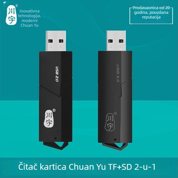 USB 3.0 čitač kartica za microSD/TF/SD — vanjski, plastični, model Chuanyu C307