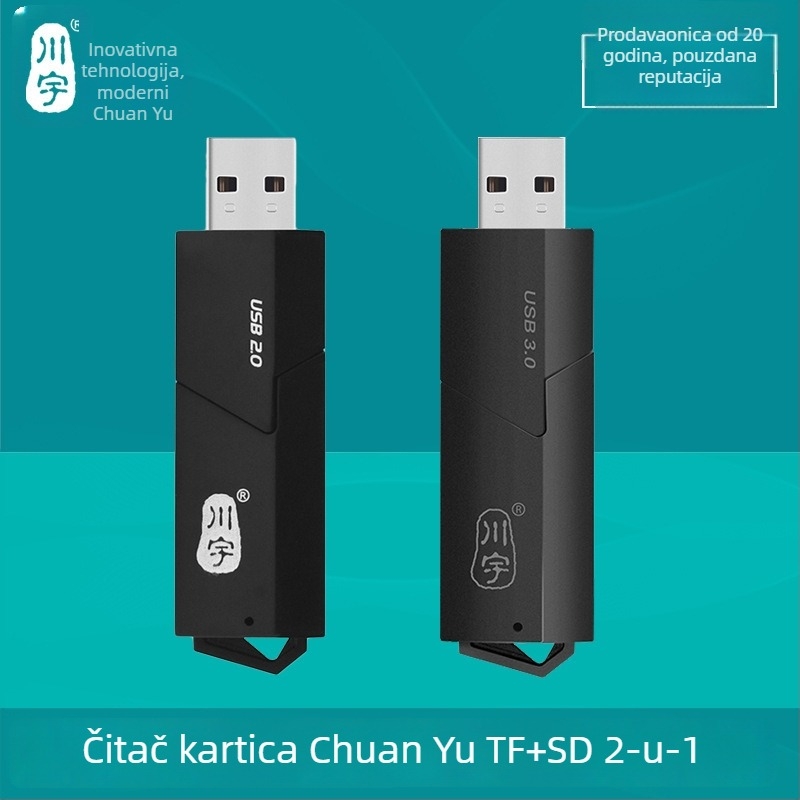 USB 3.0 čitač kartica za microSD/TF/SD — vanjski, plastični, model Chuanyu C307
