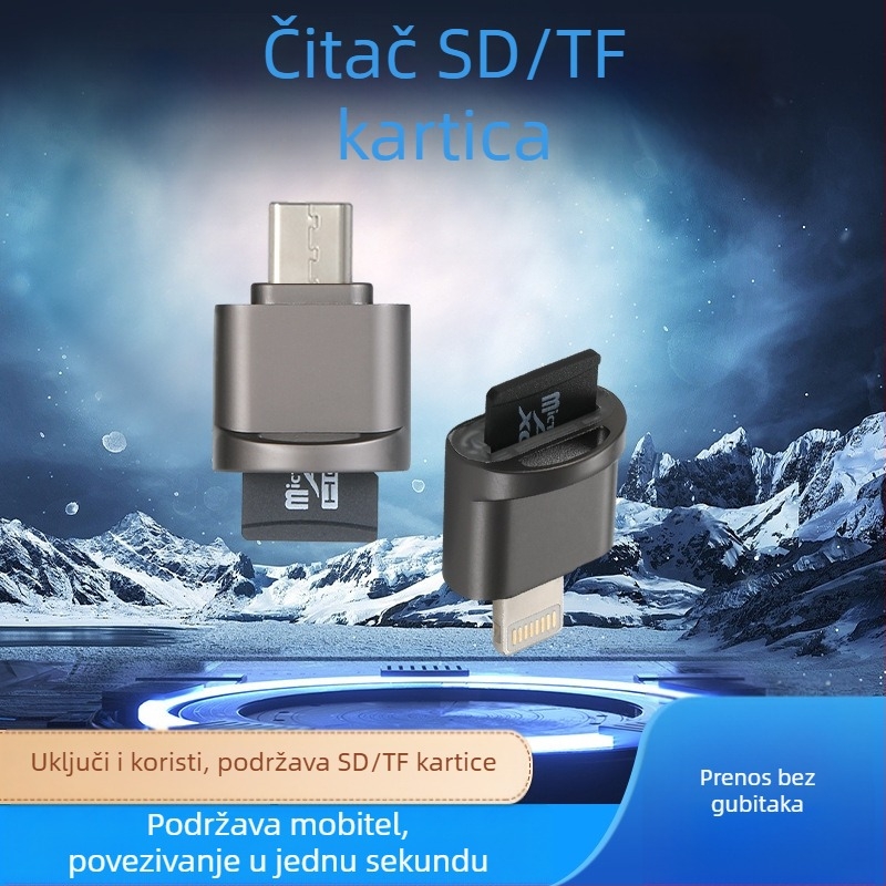 TF čitač kartica USB-C za Apple uređaje – SD/TF kartice podržane, vanjski prijenosni čitač, model 015, USB 2.0