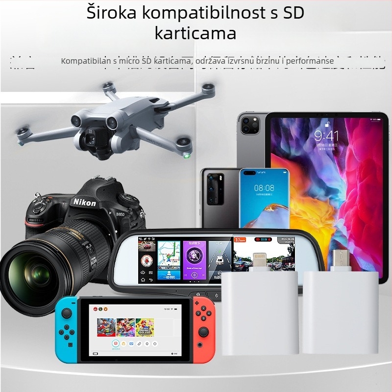 TF čitač kartica USB-C za Apple uređaje – SD/TF kartice podržane, vanjski prijenosni čitač, model 015, USB 2.0