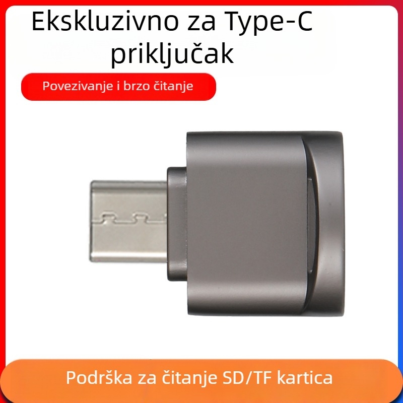 TF čitač kartica USB-C za Apple uređaje – SD/TF kartice podržane, vanjski prijenosni čitač, model 015, USB 2.0