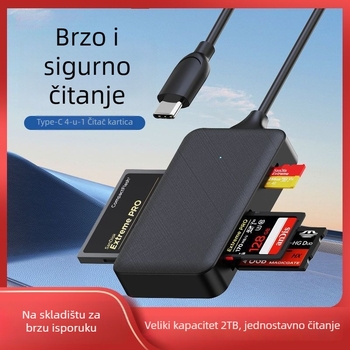 Type-C USB All-In-One Čitač kartica – TF podrška karticama • USB 2.0 sučelje • Nije OEM • Bez logotipa
