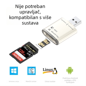 USB 3.0 Čitač kartica – SD/TF podrška, kućište od cinkove legure, model JS-68, vanjski dizajn