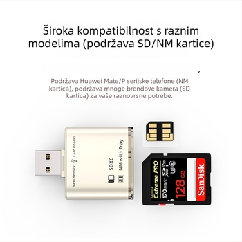 USB 3.0 Čitač kartica – SD/TF podrška, kućište od cinkove legure, model JS-68, vanjski dizajn