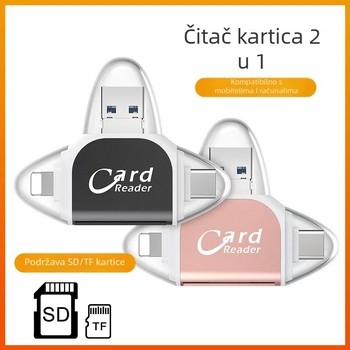 Metalni kartični čitač sa četiri porta USB 2.0 SD/TF — Model U003
