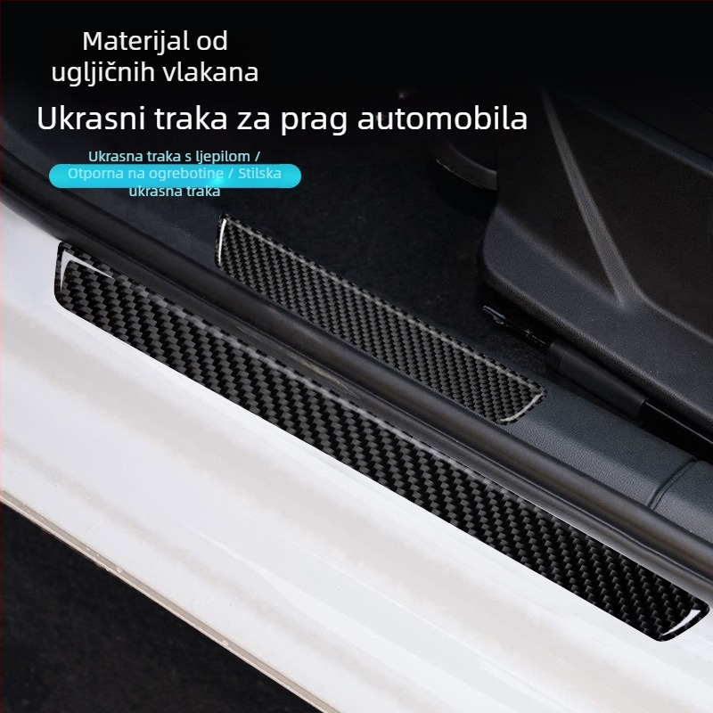 Auto prag zaštitna traka od karbonskih vlakana – samoljepljiva, otporna na ogrebotine, dekorativni unutarnji dodatak