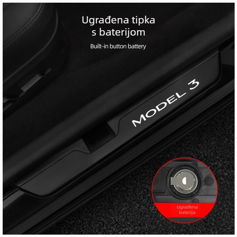 Tesla Model 3 Magnetni senzor od nehrđajućeg čelika – prag vrata i pedala dobrodošlice (Materijal: Nehrđajući čelik; Model: Tesla Model 3 Obnovljena verzija; Transmisija: Automatska; Senzor: Magnetni)