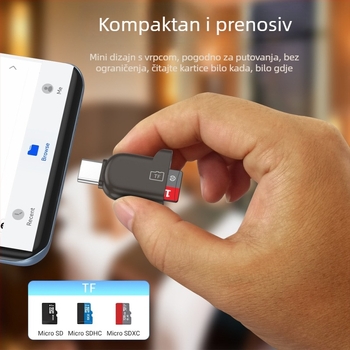 HD698 TF čitač kartica Type-C za Android — Mini, USB 2.0/3.0, Kućište od cinkove legure