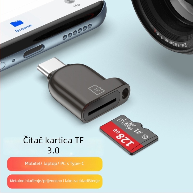 HD698 TF čitač kartica Type-C za Android — Mini, USB 2.0/3.0, Kućište od cinkove legure