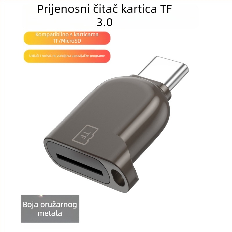 HD698 TF čitač kartica Type-C za Android — Mini, USB 2.0/3.0, Kućište od cinkove legure