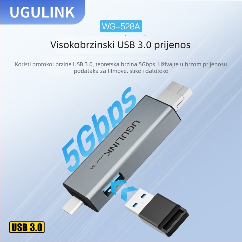OTG USB-C čitač kartica — USB 2.0, SD/TF memorijske kartice, vanjski adapter od aluminijske legure