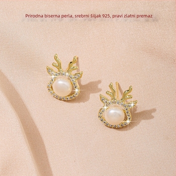 Naušnice od prirodnih bisera, 5–6 mm, 925 srebrni šiljci, motiv zmaja, jednostavne elegantne ženske naušnice