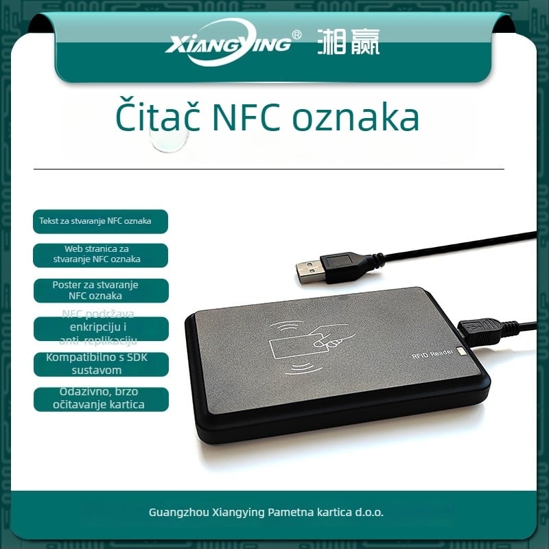 NFC čitač i pisač za NTAG213/215/216, 13,56 MHz, domet 3–10 cm, vrijeme čitanja 0,1 s