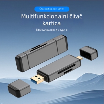 USB 3.0/3.2 dvostruki čitač kartica sa SD/TF, aluminijski okvir, vanjski USB-C čitač