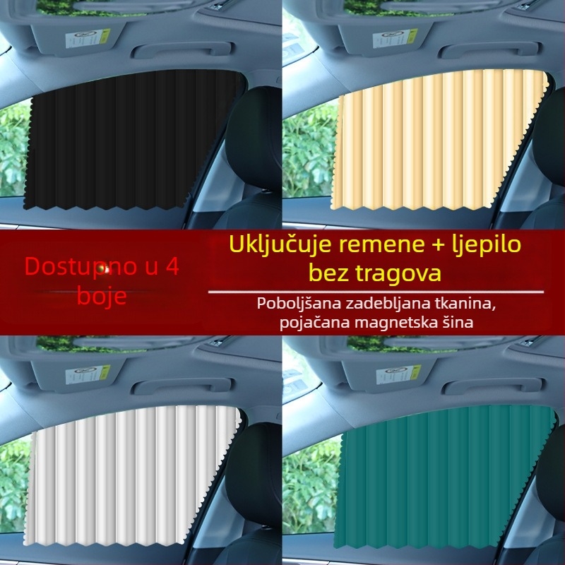 Unutarnja zavjesa za prozor automobila s tračnim montažom – zaštita od sunca i toplinska izolacija, privatnost, za sedan i SUV