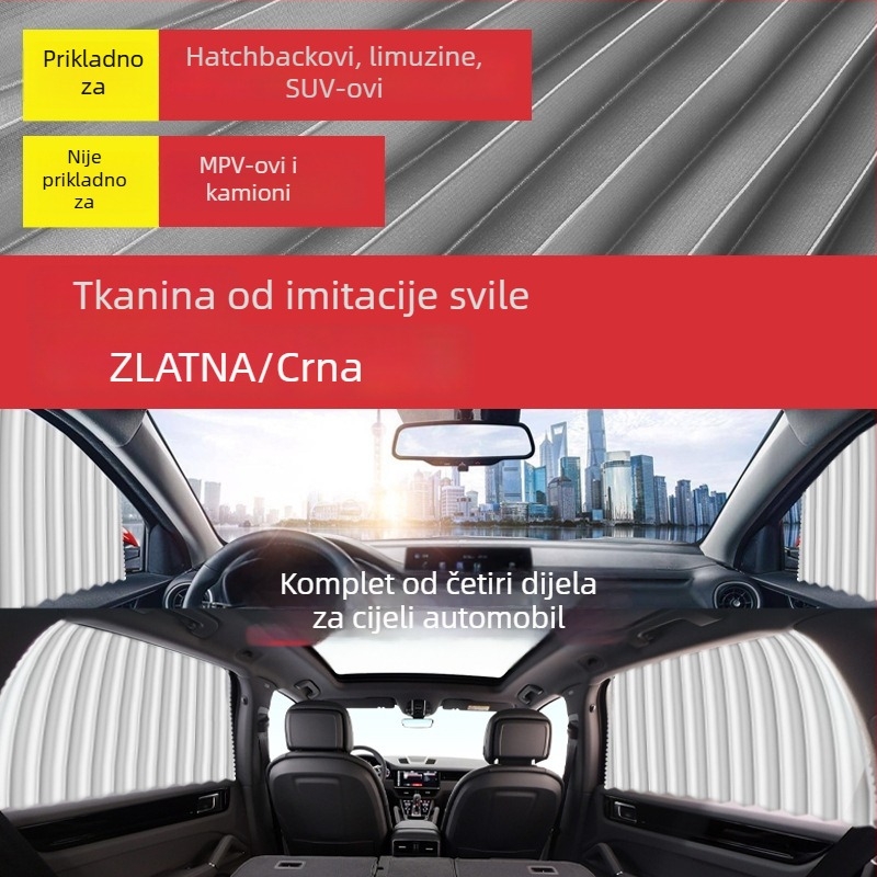Unutarnja zavjesa za prozor automobila s tračnim montažom – zaštita od sunca i toplinska izolacija, privatnost, za sedan i SUV