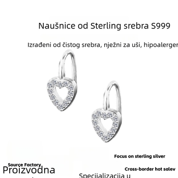 Srcolne kukice za žene od S999 čistog srebra – jednostavan stil