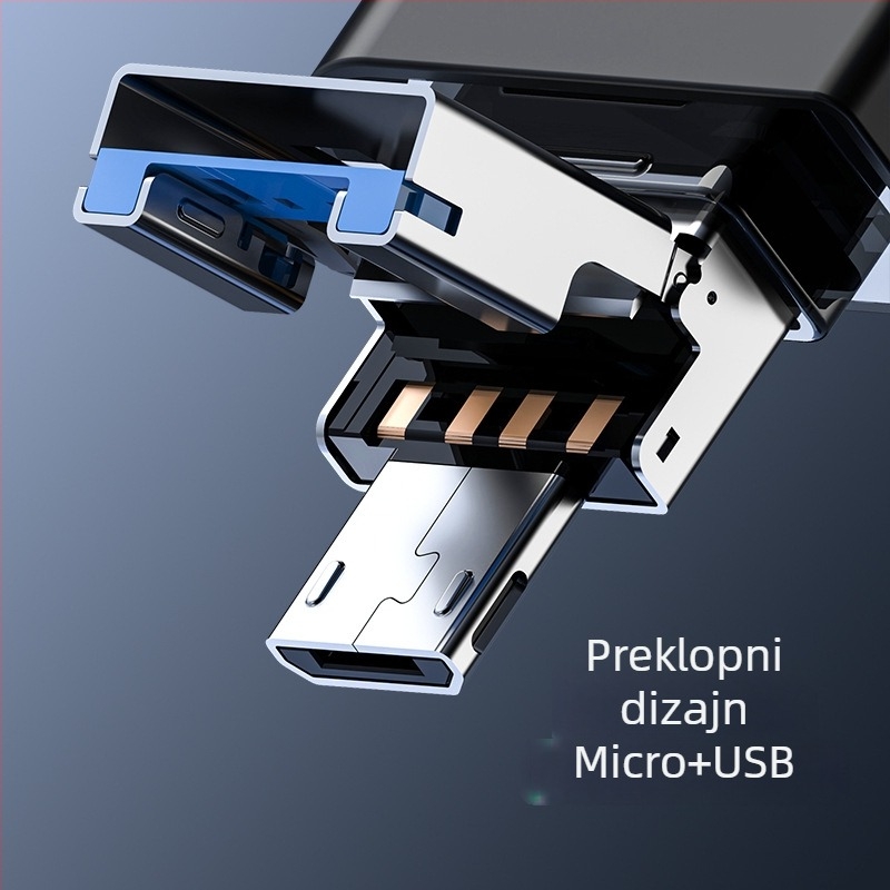 Vanjski USB 2.0 čitač kartica MR214, aluminijska legura, podržava više formata SD/SDHC/MMC Plus/TF/MicroSD, kompatibilan s Windows 7
