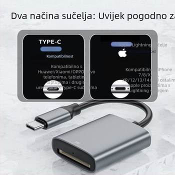 XD čitač kartica za Olympus – USB 2.0 vanjski, XD kartice podržane, iOS kompatibilan, aluminijska legura