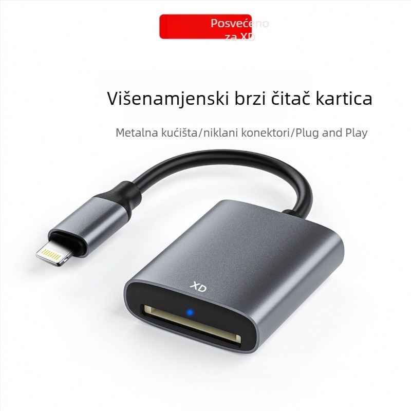 XD čitač kartica za Olympus – USB 2.0 vanjski, XD kartice podržane, iOS kompatibilan, aluminijska legura