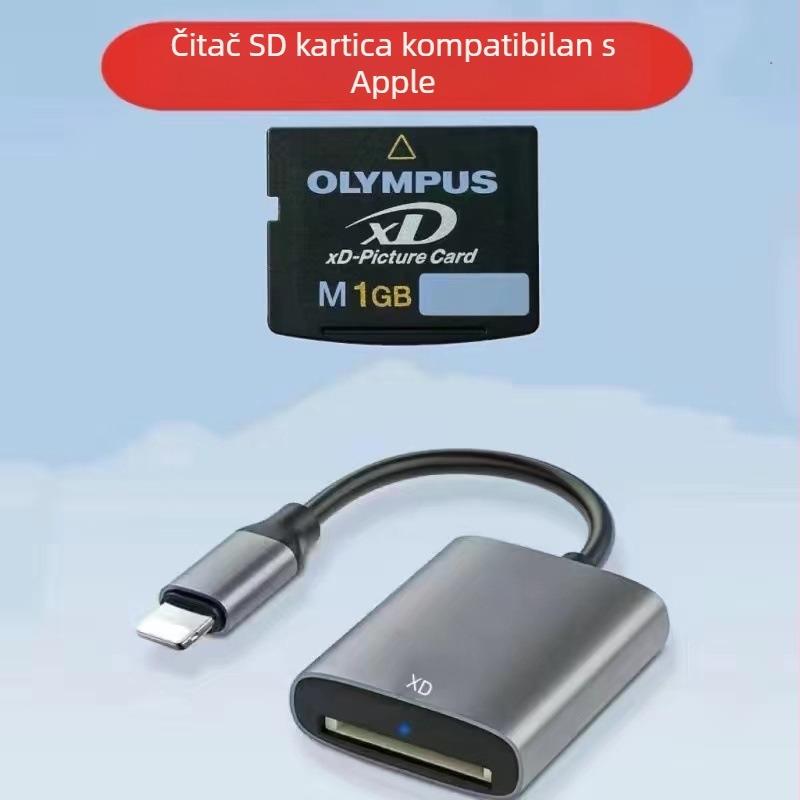 XD čitač kartica za Olympus – USB 2.0 vanjski, XD kartice podržane, iOS kompatibilan, aluminijska legura