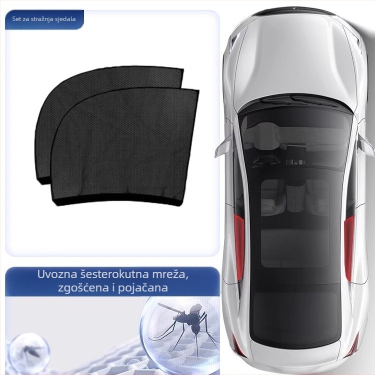 Automobilska prozirna mreža za sunčanje i zaštitu od komaraca za prozore, visićeg tipa, kompatibilno sa svim modelima