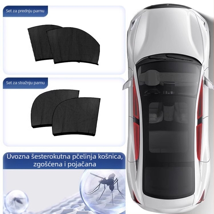 Automobilska prozirna mreža za sunčanje i zaštitu od komaraca za prozore, visićeg tipa, kompatibilno sa svim modelima