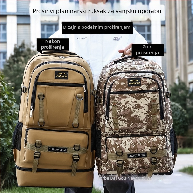 Planinski ruksak, najlon, vodootporan, proširiv, protiv krađe, zakrivljene naramenice