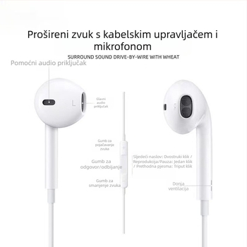 In-ear žičane slušalice, 1,2 m kabel, kompatibilne s iOS, plug-and-play