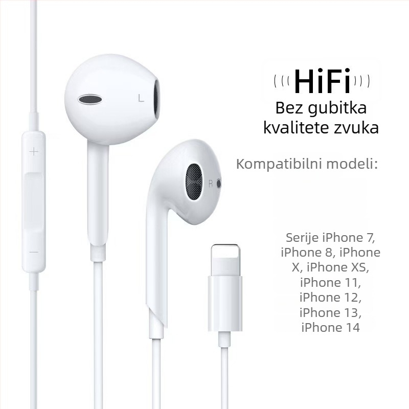 In-ear žičane slušalice, 1,2 m kabel, kompatibilne s iOS, plug-and-play