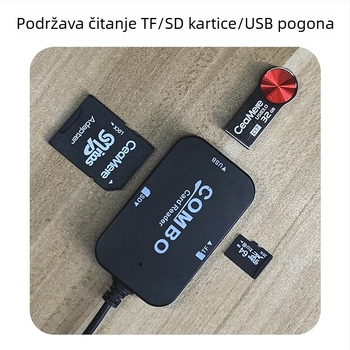 Višefunkcijski USB čitač SD/TF kartica s Micro/Type-C sučeljem (USB 2.0, vanjska instalacija, ABS kućište, podrška SD/TF kartica)