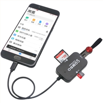 Višefunkcijski USB čitač SD/TF kartica s Micro/Type-C sučeljem (USB 2.0, vanjska instalacija, ABS kućište, podrška SD/TF kartica)