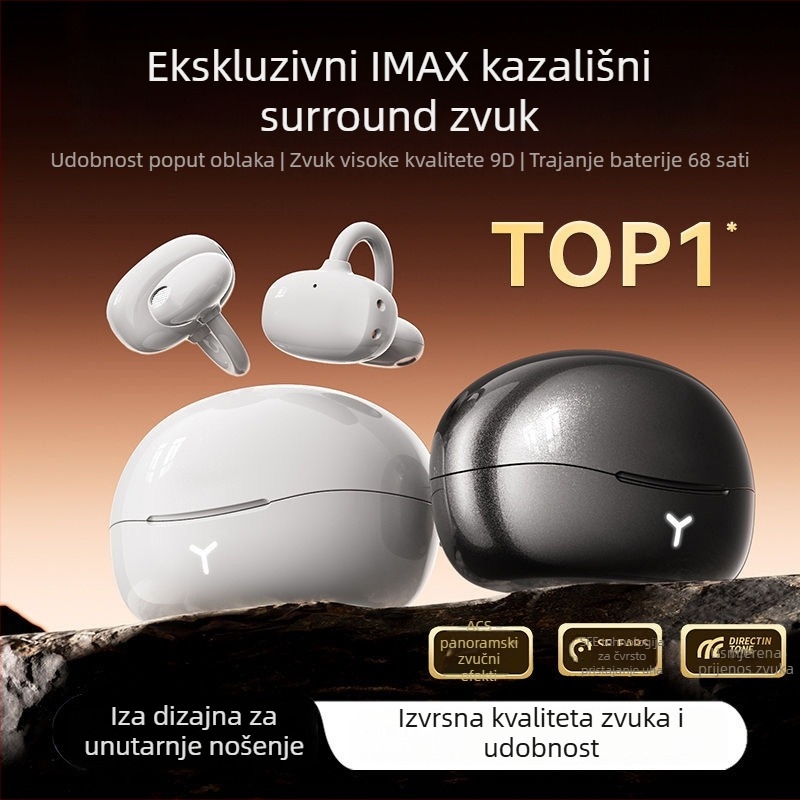HM22 Klips-on bežične Bluetooth slušalice za uho, dizajn klipa, domet 10 m, BT 5.4, baterija više od 8 sati, stereo