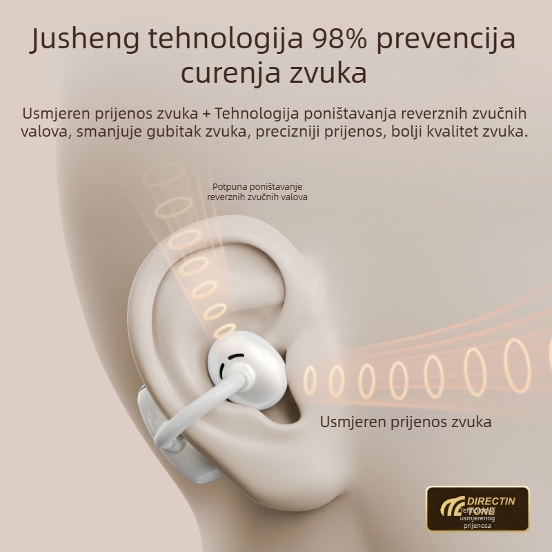Bluetooth ušni klip slušalica s dvostrukim dotikom, AI prijevod, Realtek čip, IPX7 vodootpornost, preko 8 sati trajanja baterije, stereo bežično