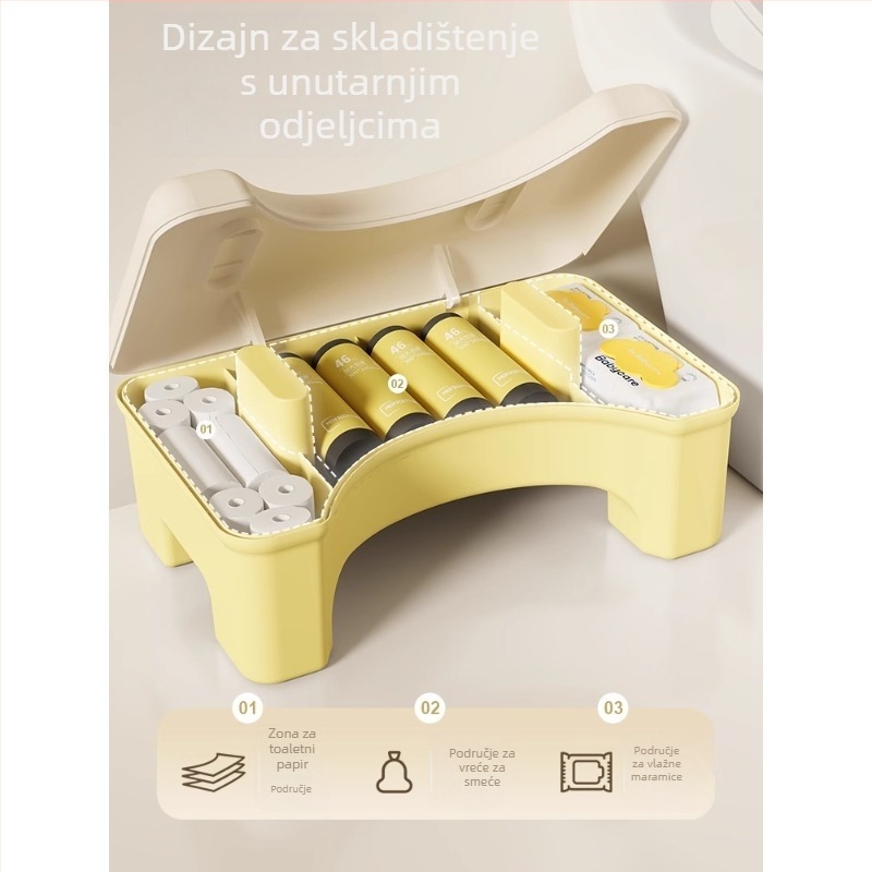 Plastična debela stolić za WC s prostorom za pohranu od Qiaofeng – ne-sklopiva potpora za stopala u kupaonici