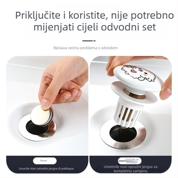 Karikatura dizajn odvodnjavanja za umivaonik, vučni tip, ABS+keramika, oblik P-oblika, model MPTTXKT001, brend Mi xiaomu