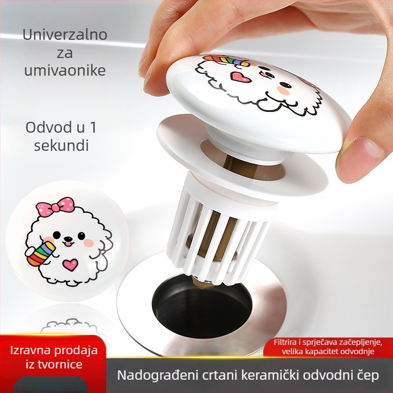Karikatura dizajn odvodnjavanja za umivaonik, vučni tip, ABS+keramika, oblik P-oblika, model MPTTXKT001, brend Mi xiaomu