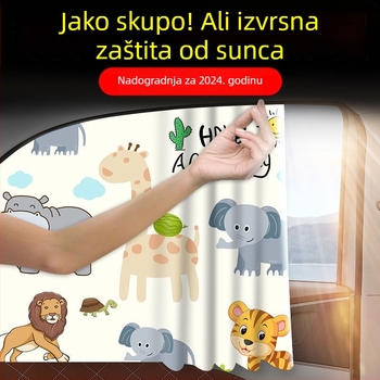 Magnetska automobil sunčana zavjesa za bočni prozor — karikatura stil, univerzalno, visiće, debeli neproziran poliesterski materijal