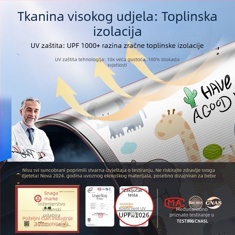 Magnetska automobil sunčana zavjesa za bočni prozor — karikatura stil, univerzalno, visiće, debeli neproziran poliesterski materijal