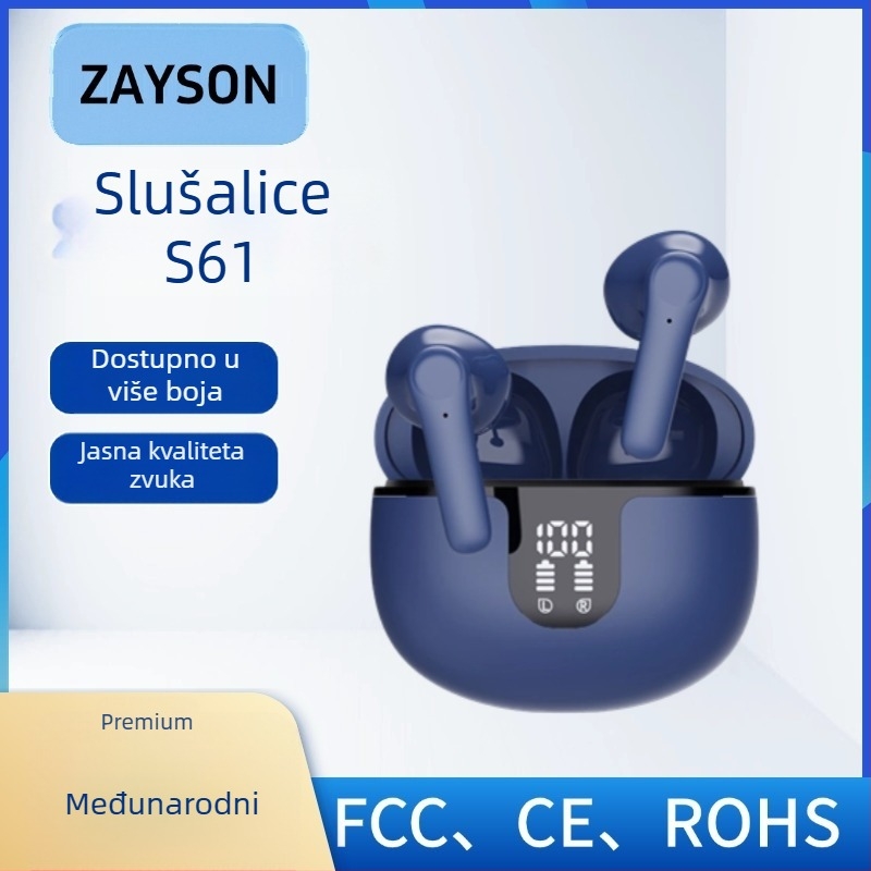 Zayson TWS Slušalice Bluetooth 5.3, HD digitalni zaslon, redukcija šuma, IPX5 vodootpornost, 4–8 sati rada