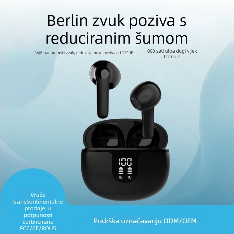 Zayson TWS Slušalice Bluetooth 5.3, HD digitalni zaslon, redukcija šuma, IPX5 vodootpornost, 4–8 sati rada