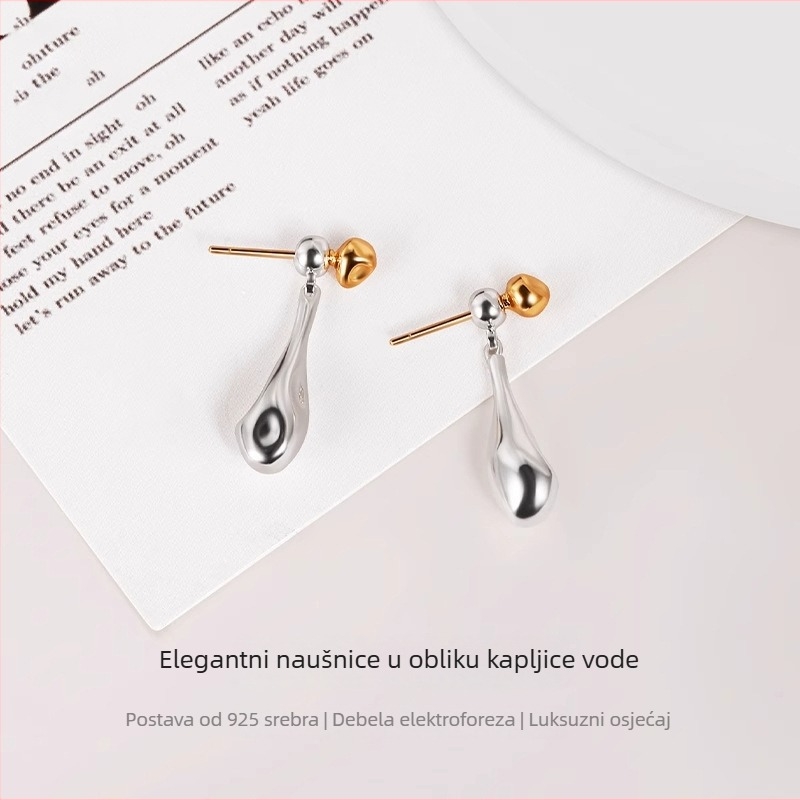 Kapljaste naušnice od srebra 925, minimalistički dizajn s resicama, elektroplatirano