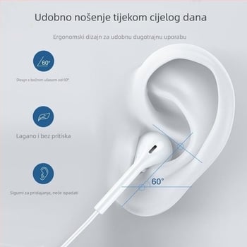 In-ear žične Type-C slušalice, Android-kompatibilne, dinamički pogon s pokretnom zavojnicom, univerzalna kompatibilnost